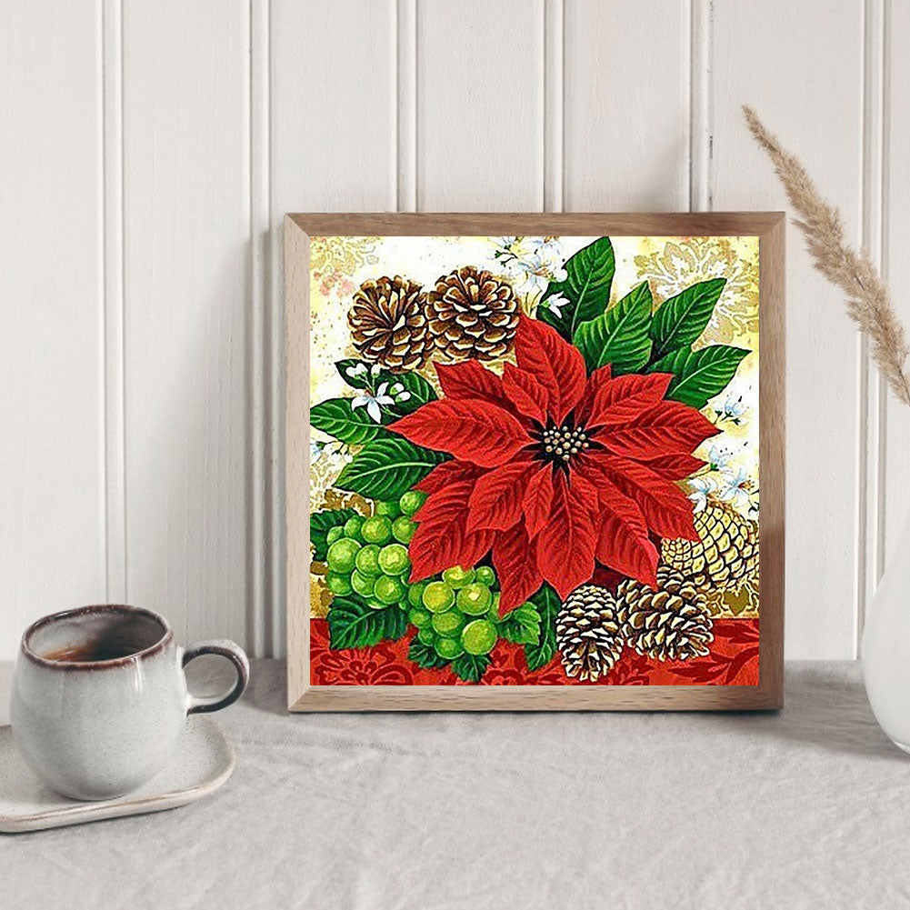 Christmas Poinsettia - Full Square Drill Diamond Painting 30*30CM