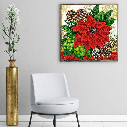 Christmas Poinsettia - Full Square Drill Diamond Painting 30*30CM