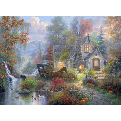 Garden Cottage - Full Round Drill Diamond Painting 40*30CM