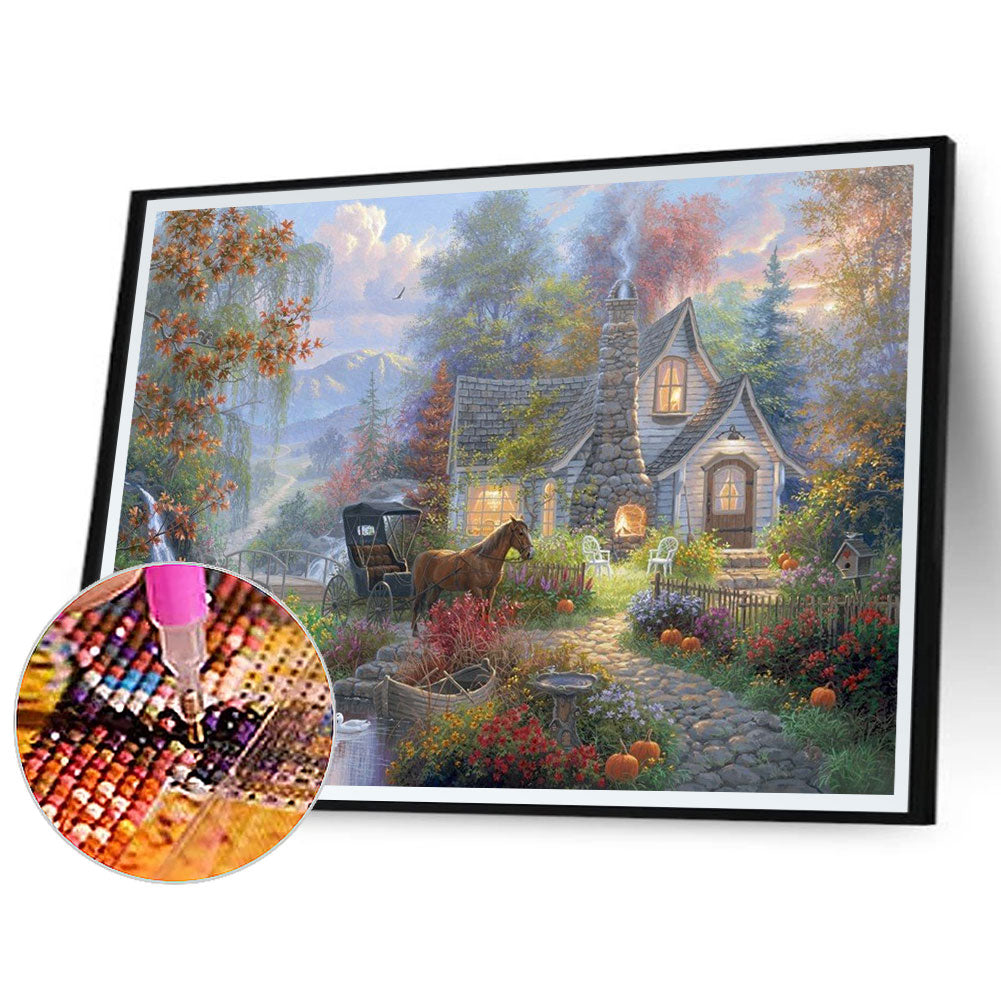 Garden Cottage - Full Round Drill Diamond Painting 40*30CM