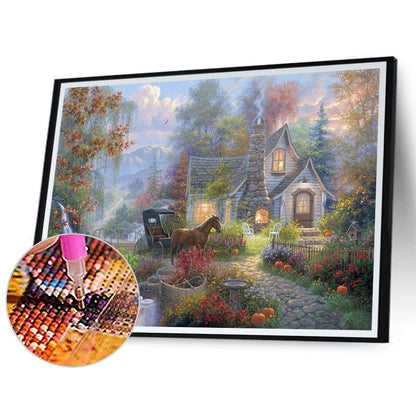 Garden Cottage - Full Round Drill Diamond Painting 40*30CM