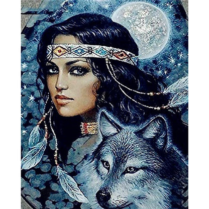 Girl And Wolf - Full Square Drill Diamond Painting 40*50CM