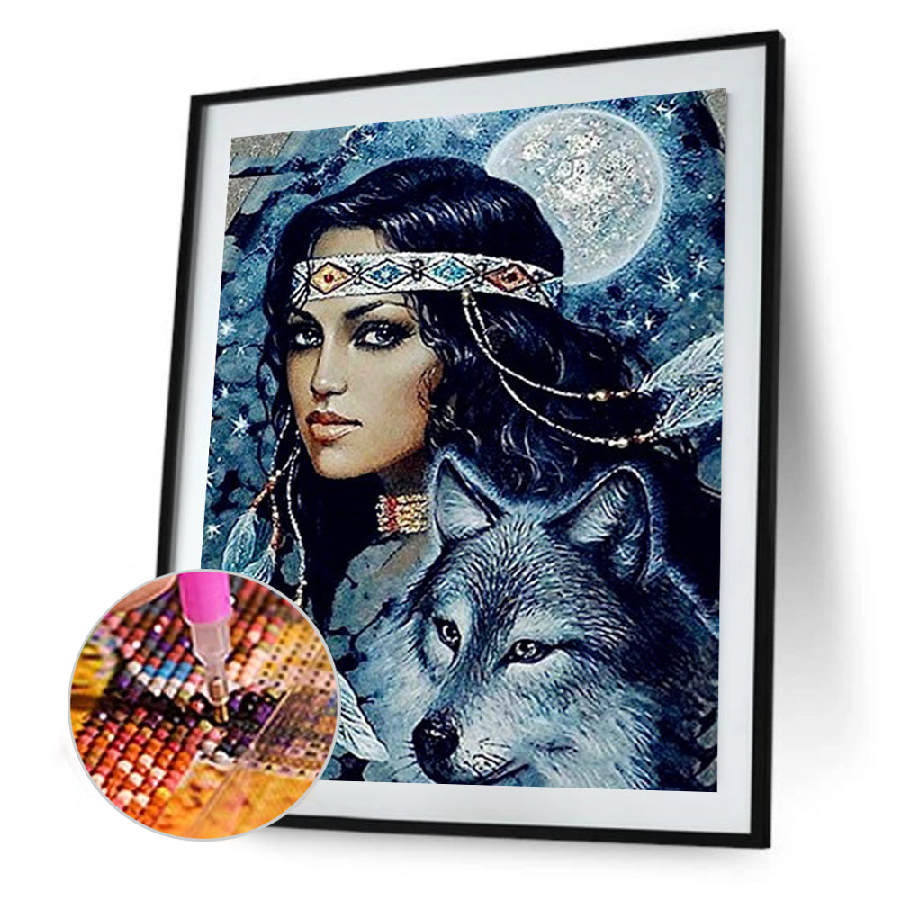 Girl And Wolf - Full Square Drill Diamond Painting 40*50CM