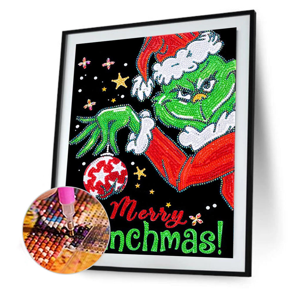 Christmas Green Monster - Special Shaped Drill Diamond Painting 30*40CM