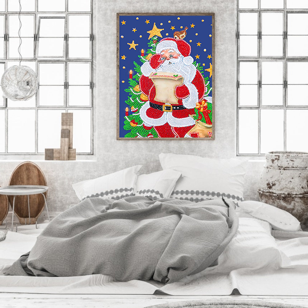 Christmas Santa Cartoon - Special Shaped Drill Diamond Painting 30*40CM