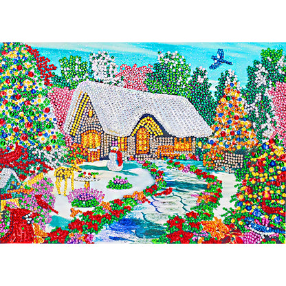 Snow Cabin - Special Shaped Drill Diamond Painting 40*30CM
