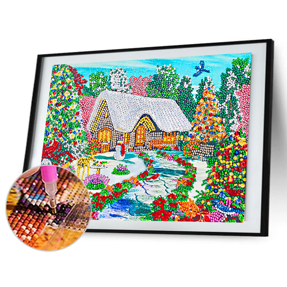 Snow Cabin - Special Shaped Drill Diamond Painting 40*30CM