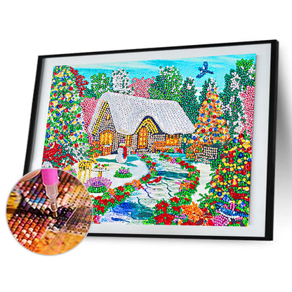 Snow Cabin - Special Shaped Drill Diamond Painting 40*30CM