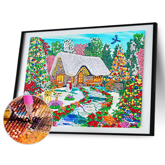 Snow Cabin - Special Shaped Drill Diamond Painting 40*30CM