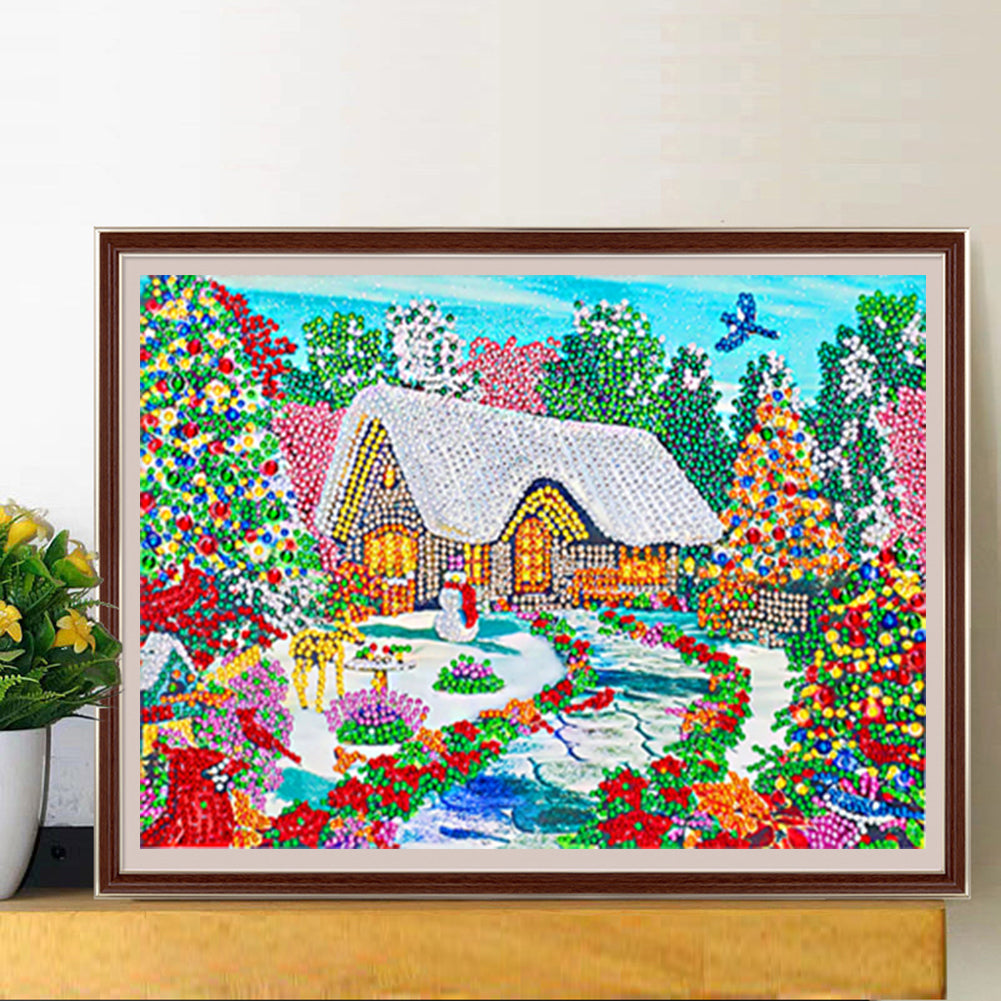 Snow Cabin - Special Shaped Drill Diamond Painting 40*30CM
