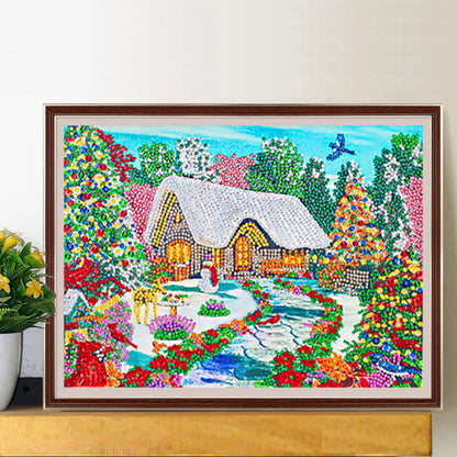 Snow Cabin - Special Shaped Drill Diamond Painting 40*30CM