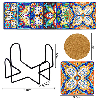 6pcs/set Mandala Square Coaster Acrylic Water Cup Pad 5D DIY for Room Decoration