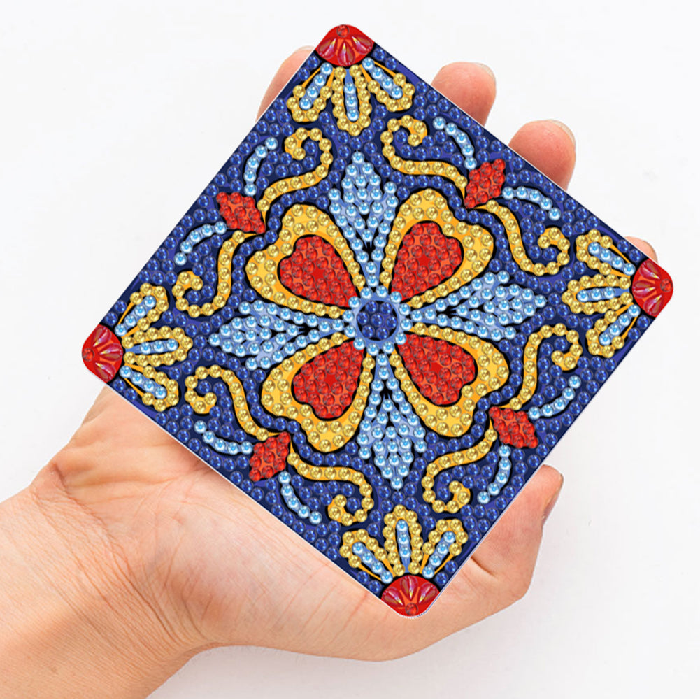 6pcs/set Mandala Square Coaster Acrylic Water Cup Pad 5D DIY for Room Decoration