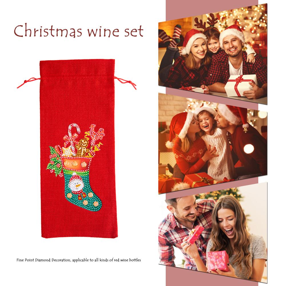 DIY Special Drill Diamond Painting Christmas Wine Bottle Covers (TB007)