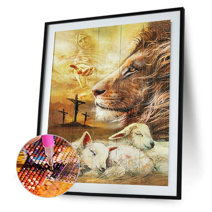 Jesus And Lion - Full Round Drill Diamond Painting 30*40CM