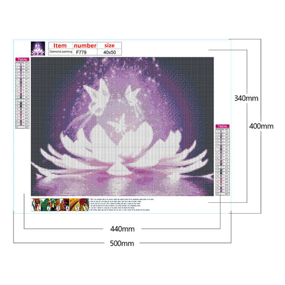 Butterfly White Lotus - Full Square Drill Diamond Painting 50*40CM