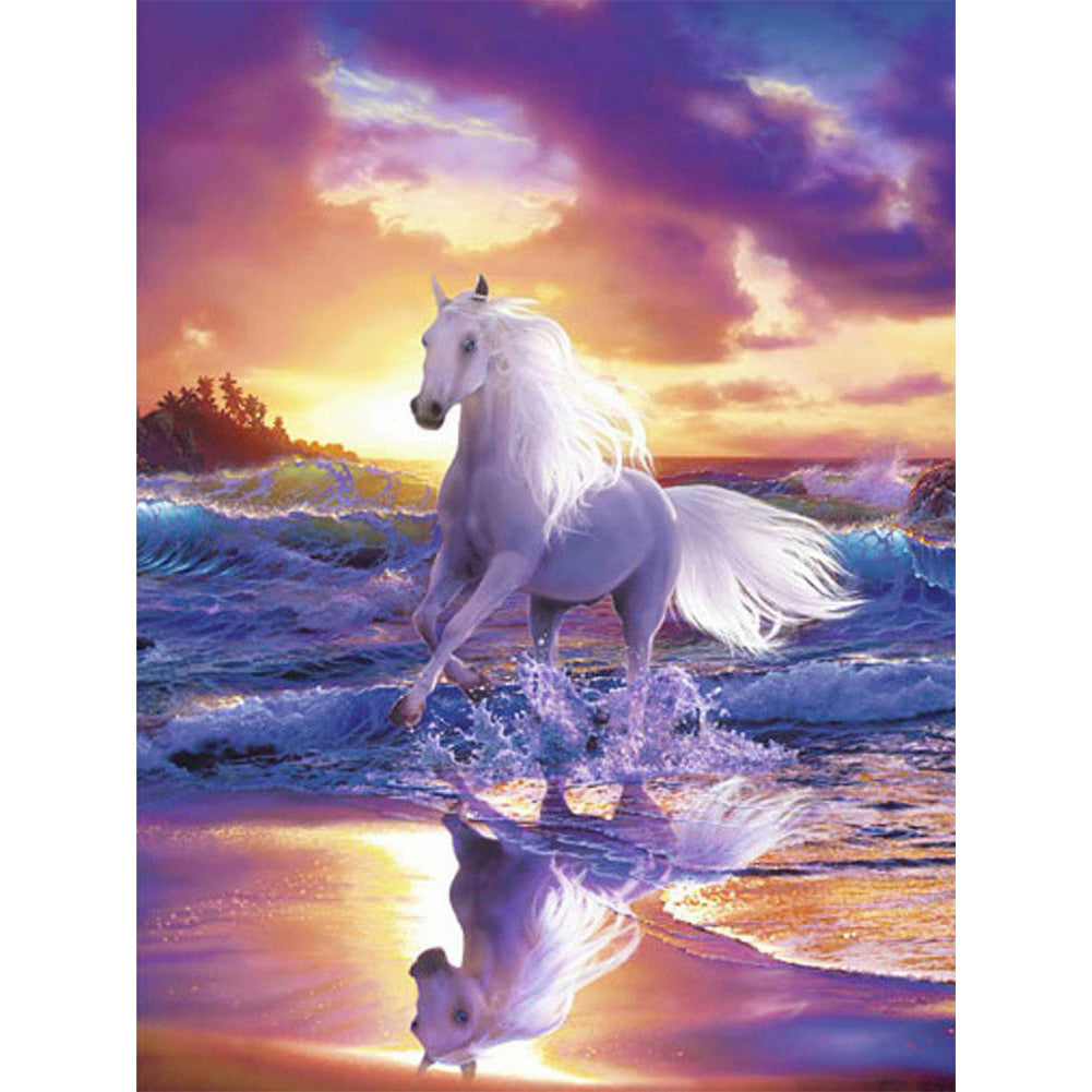 White Horse - Full Round Drill Diamond Painting 40*50CM