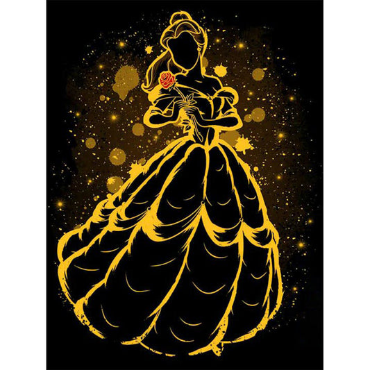Princess Belle Silhouette - Full Round Drill Diamond Painting 30*40CM