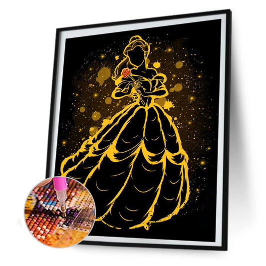 Princess Belle Silhouette - Full Round Drill Diamond Painting 30*40CM