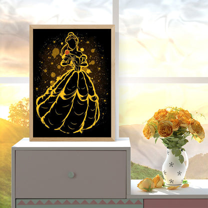 Princess Belle Silhouette - Full Round Drill Diamond Painting 30*40CM