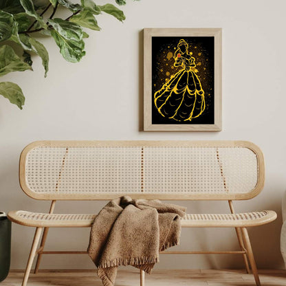 Princess Belle Silhouette - Full Round Drill Diamond Painting 30*40CM