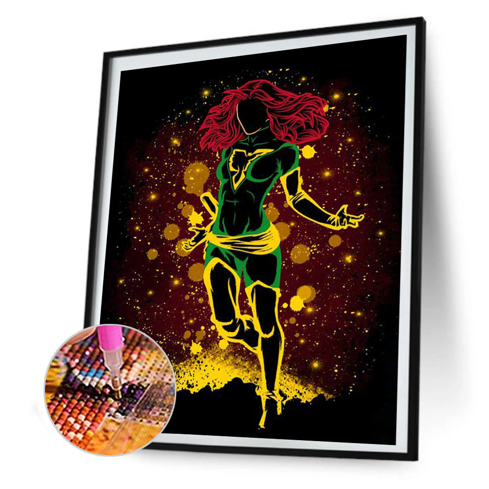 Phoenix Female Silhouette - Full Round Drill Diamond Painting 30*40CM