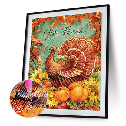 Thanksgiving Turkey - Full Round Drill Diamond Painting 30*40CM