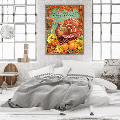 Thanksgiving Turkey - Full Round Drill Diamond Painting 30*40CM