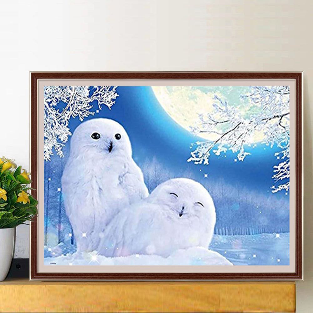 Snow Owl - Full Round Drill Diamond Painting 40*30CM