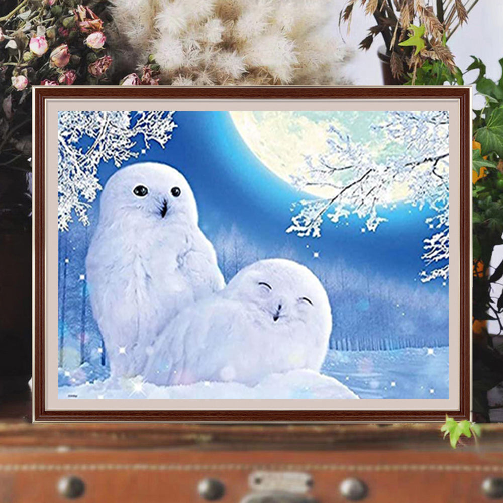 Snow Owl - Full Round Drill Diamond Painting 40*30CM