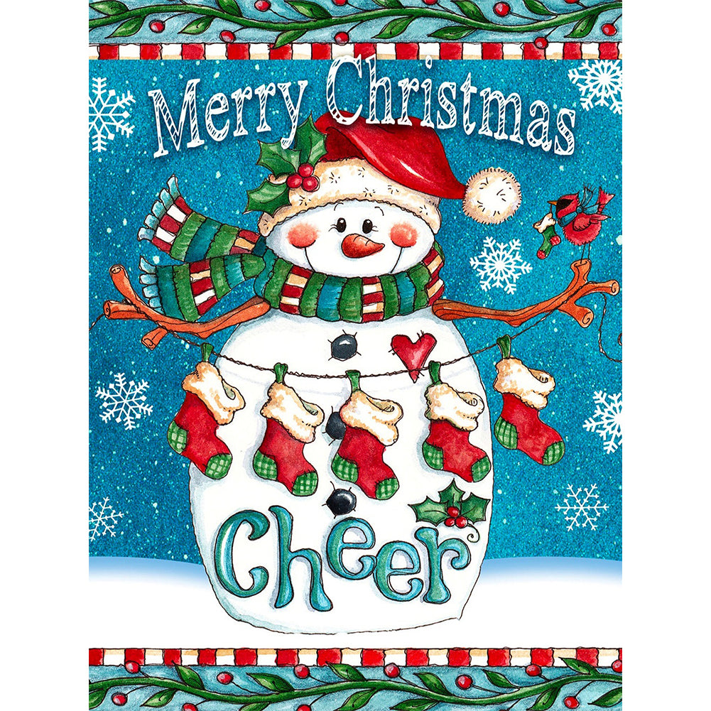 Merry Christmas Snowman - Full Round Drill Diamond Painting 30*40CM