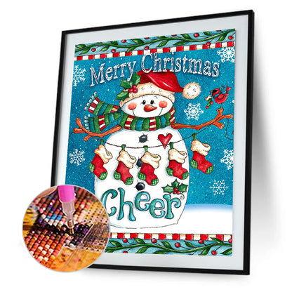 Merry Christmas Snowman - Full Round Drill Diamond Painting 30*40CM