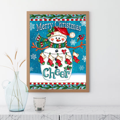 Merry Christmas Snowman - Full Round Drill Diamond Painting 30*40CM