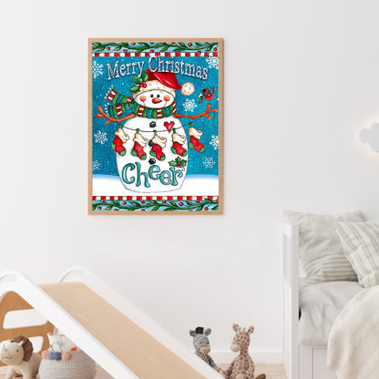 Merry Christmas Snowman - Full Round Drill Diamond Painting 30*40CM