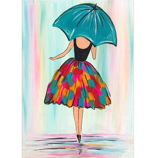 Girl In Skirt - Full Round Drill Diamond Painting 30*40CM