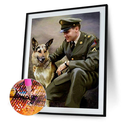 Soldier And Sheepdog - Full Round Drill Diamond Painting 40*50CM