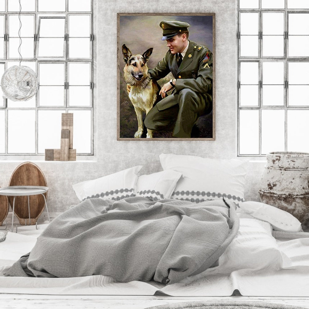 Soldier And Sheepdog - Full Round Drill Diamond Painting 40*50CM