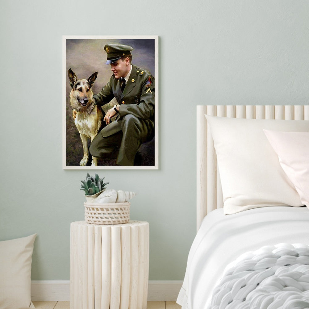 Soldier And Sheepdog - Full Round Drill Diamond Painting 40*50CM