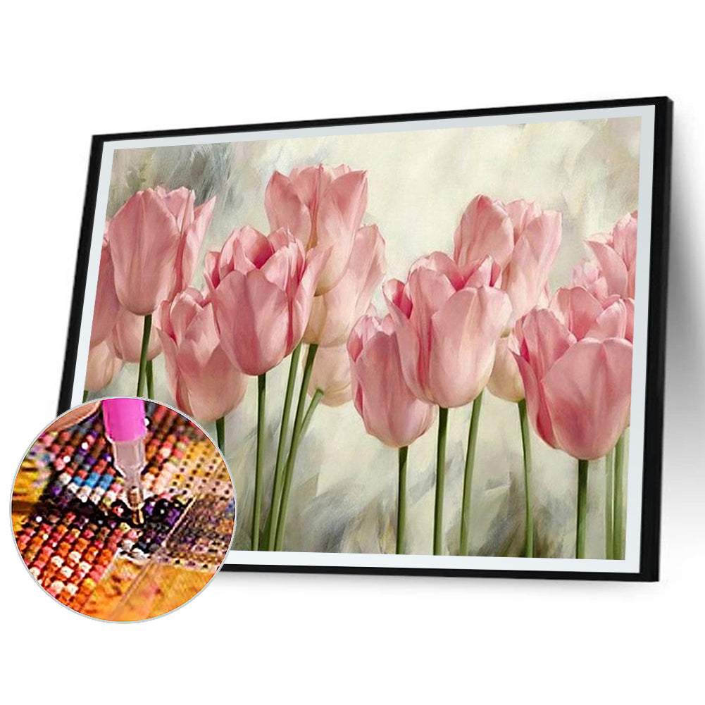Pink Tulips - Full Round Drill Diamond Painting 60*50CM