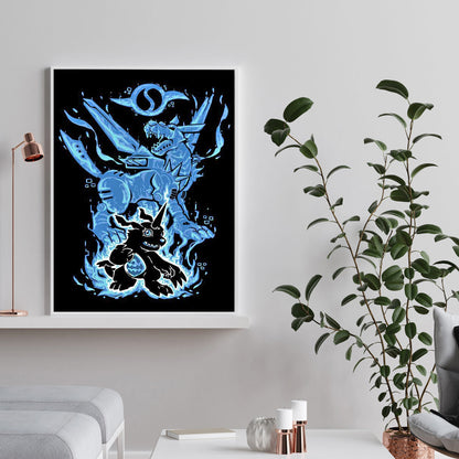 Steel Garurumon Silhouette - Full Round Drill Diamond Painting 30*40CM