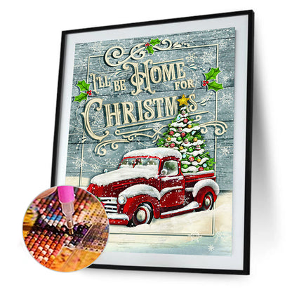 Christmas Red Car - Full Square Drill Diamond Painting 40*50CM