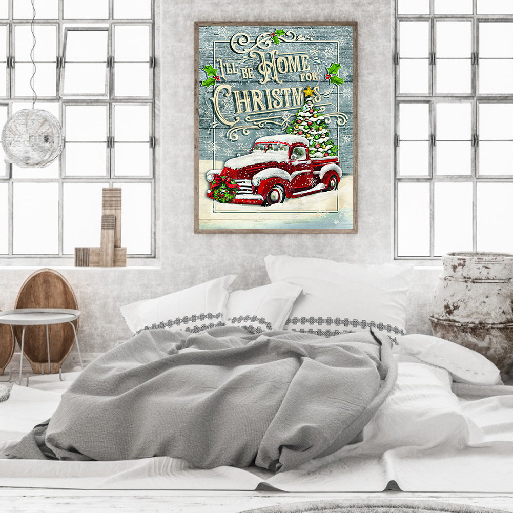 Christmas Red Car - Full Square Drill Diamond Painting 40*50CM