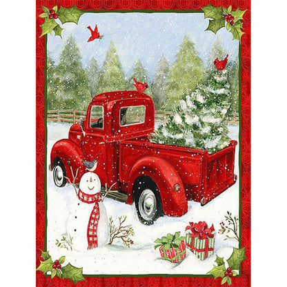 Red Car With Christmas Tree - Full Square Drill Diamond Painting 30*40CM