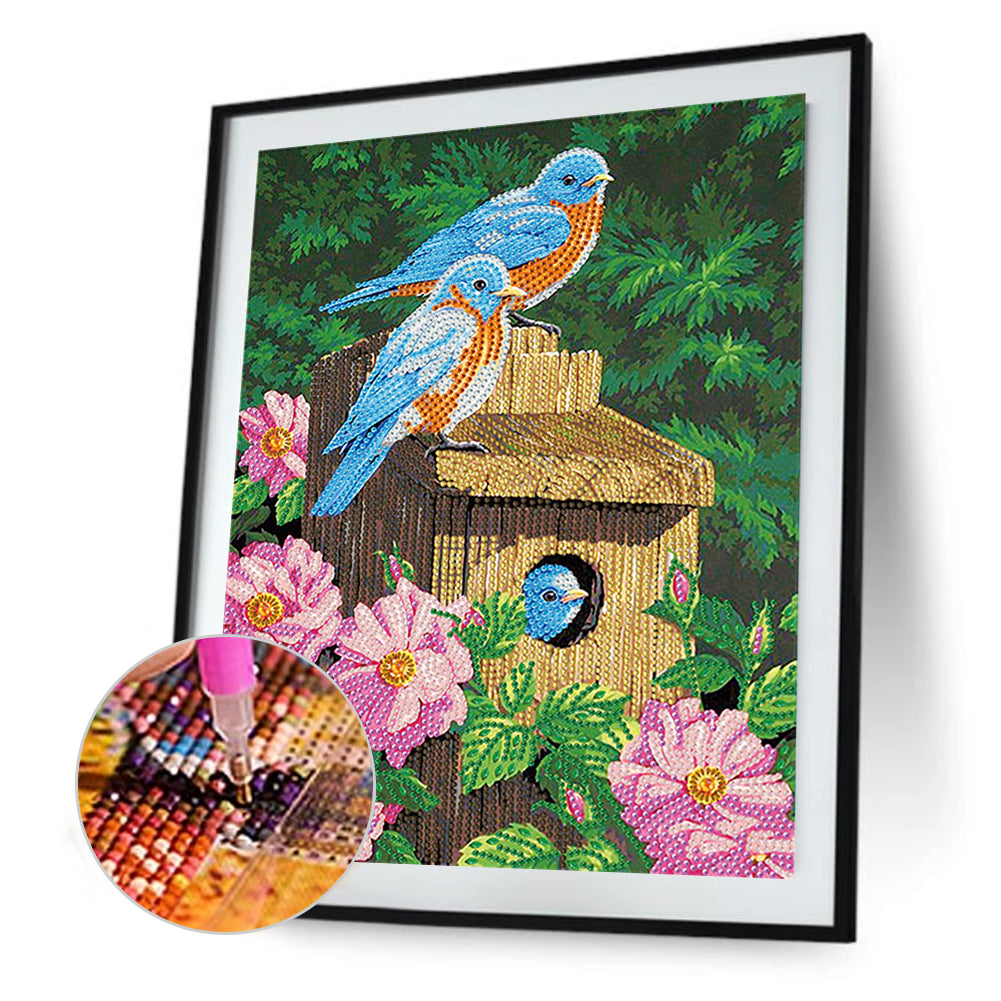 Flower Bird - Special Shaped Drill Diamond Painting 30*40CM