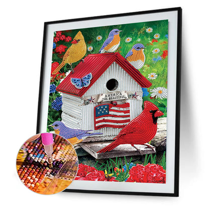 Flower Bird - Special Shaped Drill Diamond Painting 30*40CM