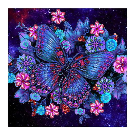 Flower Butterfly - Special Shaped Drill Diamond Painting 30*30CM