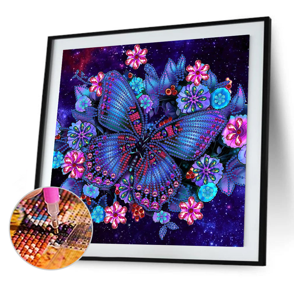 Flower Butterfly - Special Shaped Drill Diamond Painting 30*30CM