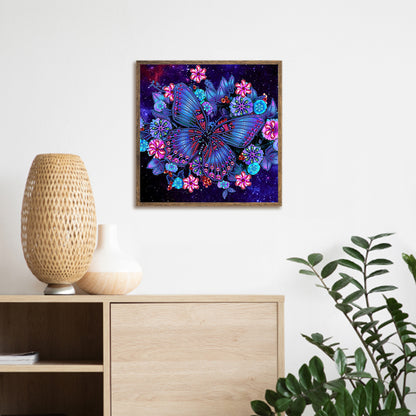 Flower Butterfly - Special Shaped Drill Diamond Painting 30*30CM