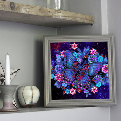 Flower Butterfly - Special Shaped Drill Diamond Painting 30*30CM