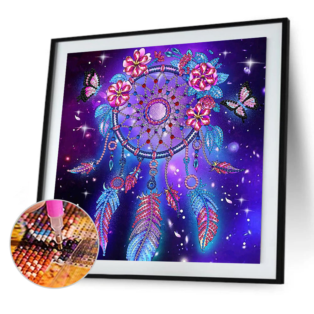 Flower Dream Catcher - Special Shaped Drill Diamond Painting 30*30CM